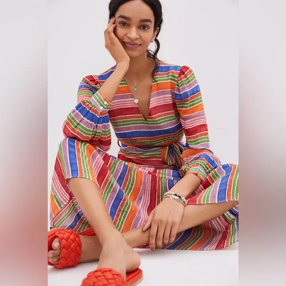 Anthropologie  Farm Rio Luana Rainbow Maxi Dress - Picture 5 of 12